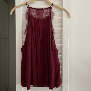 Samsoe & Samsoe Willow Top | Size XS | Burgundy | Open Lace Back